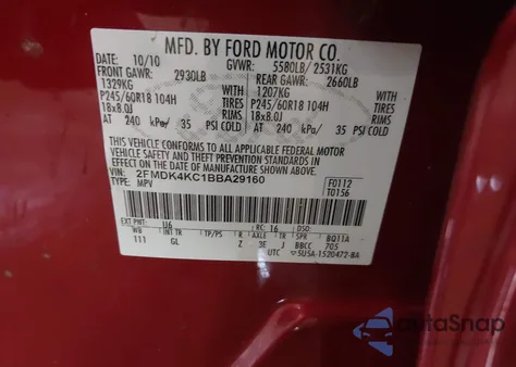 2011 Ford Edge Limited из США, поврежденный, VIN 2FMDK4KC1BBA29160